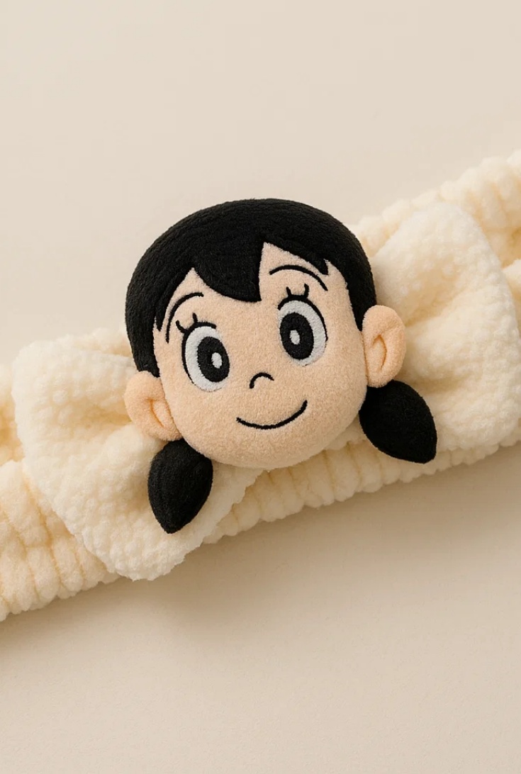 Baby Headband with Shizuka Design – Soft Plush Cartoon Girl Character Style